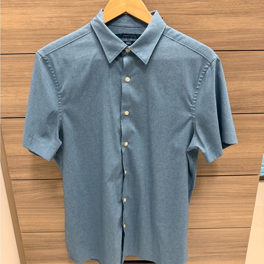 Perry Ellis Blue Casual Button Down Shirt